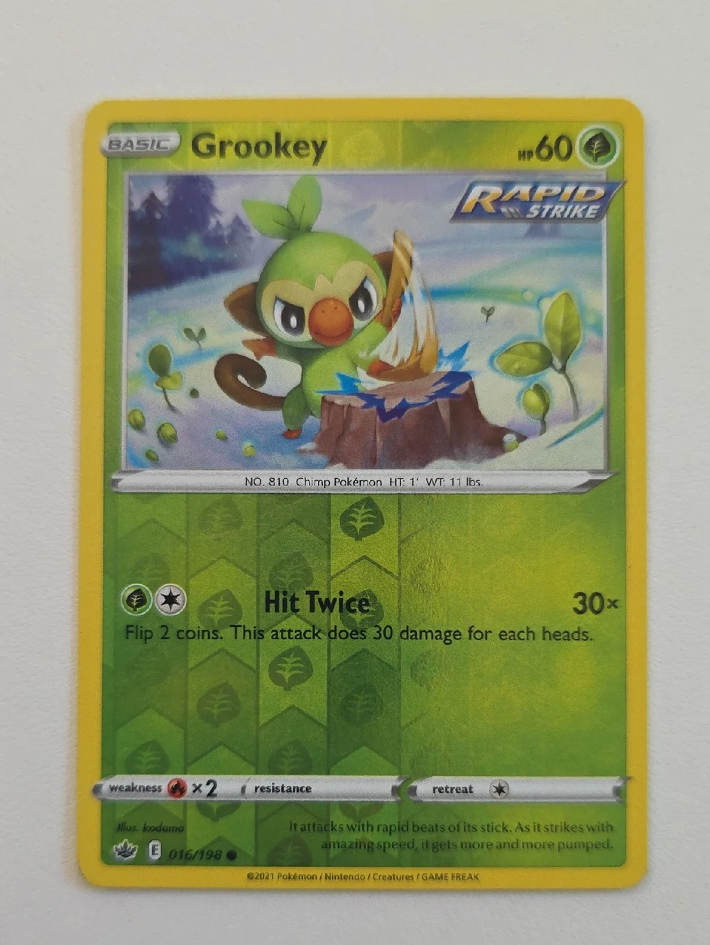 Pokemon Grookey, Thwacky, Turtwig, Rillaboom, And Grotle Card